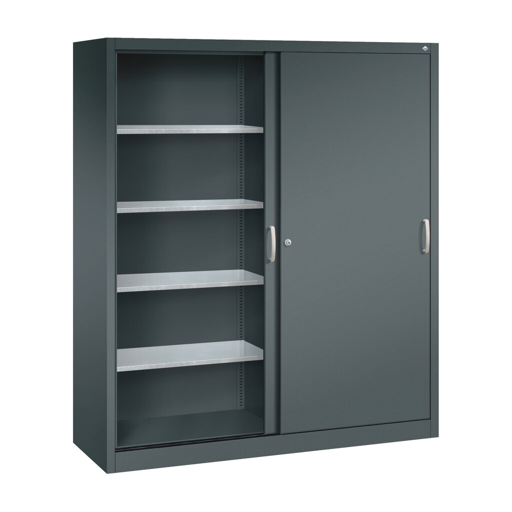Zwarelast-schuifdeurenkast C+P, hxbxd 1.950 x 1.600 x 500 mm, antracietgrijs, antracietgrijs Productafbeelding nr. 3: Zwarelast-schuifdeurenkast C+P, hxbxd 1.950 x 1.600 x 500 mm, antracietgrijs, antracietgrijs