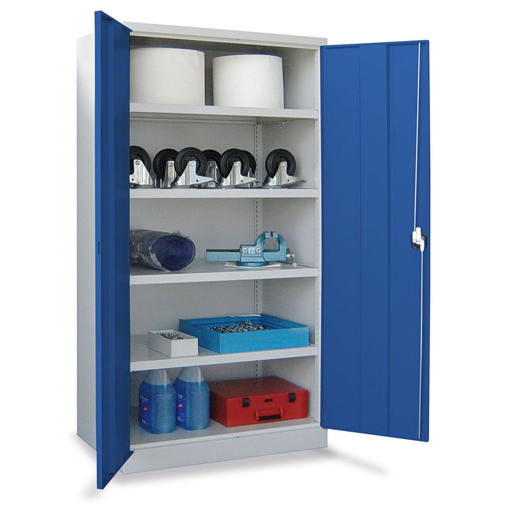 Product afbeelding: Zwarelastkast PAVOY Premium, 3 legborden + laden 3x75+ 1x125 + 1x175 mm, gentiaanblauw, lichtgrijs
