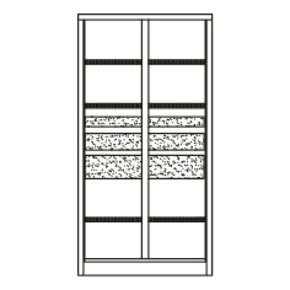 Productafbeelding nr. 7: Zwarelastkast PAVOY Premium met middenwand, 6 legborden + laden 2x75 + 2x125 + 2x175 mm, hemelsblauw, lichtgrijs