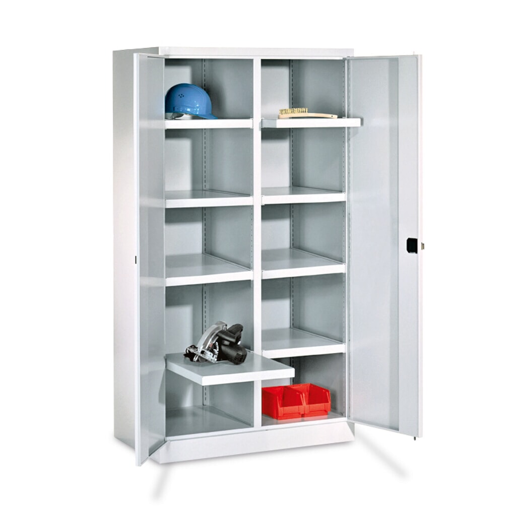 Zwarelastkast PAVOY Premium met middenwand, 6 legborden + laden 6x175 mm, lichtblauw, lichtgrijs Productafbeelding nr. 3: Zwarelastkast PAVOY Premium met middenwand, 6 legborden + laden 6x175 mm, lichtblauw, lichtgrijs