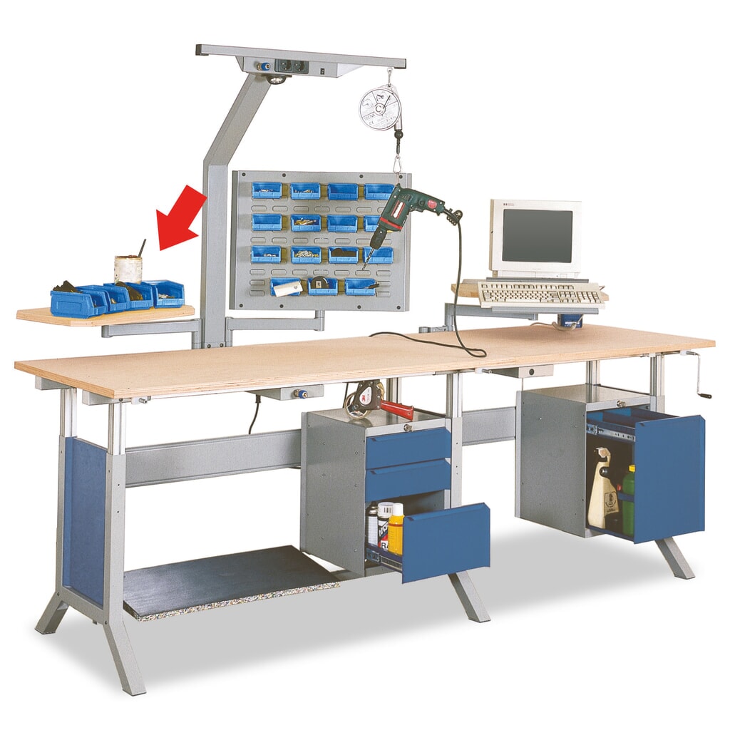 Zwenkarm met oplegplaat voor werktafel, bxd 600 x 350 mm Product afbeelding: Zwenkarm met oplegplaat voor werktafel, bxd 600 x 350 mm