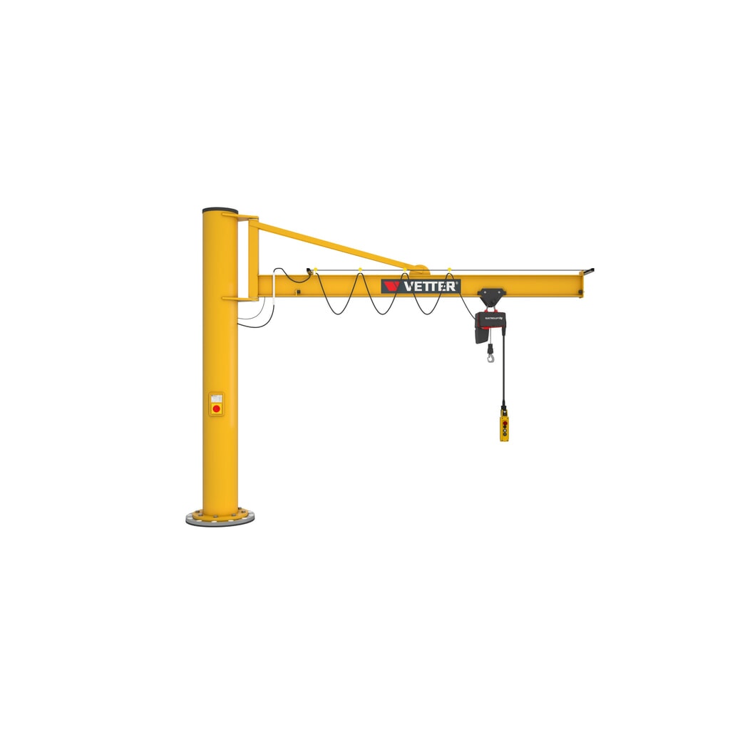 Zwenkkraan VETTER® incl. elektrische takel LIFTKET, kolomuitvoering met spankabel, incl. bevestigingsmateriaal, reikwijdte 3.000 mm, draagvermogen 125 kg Product afbeelding: Zwenkkraan VETTER® incl. elektrische takel LIFTKET, kolomuitvoering met spankabel, incl. bevestigingsmateriaal, reikwijdte 3.000 mm, draagvermogen 125 kg