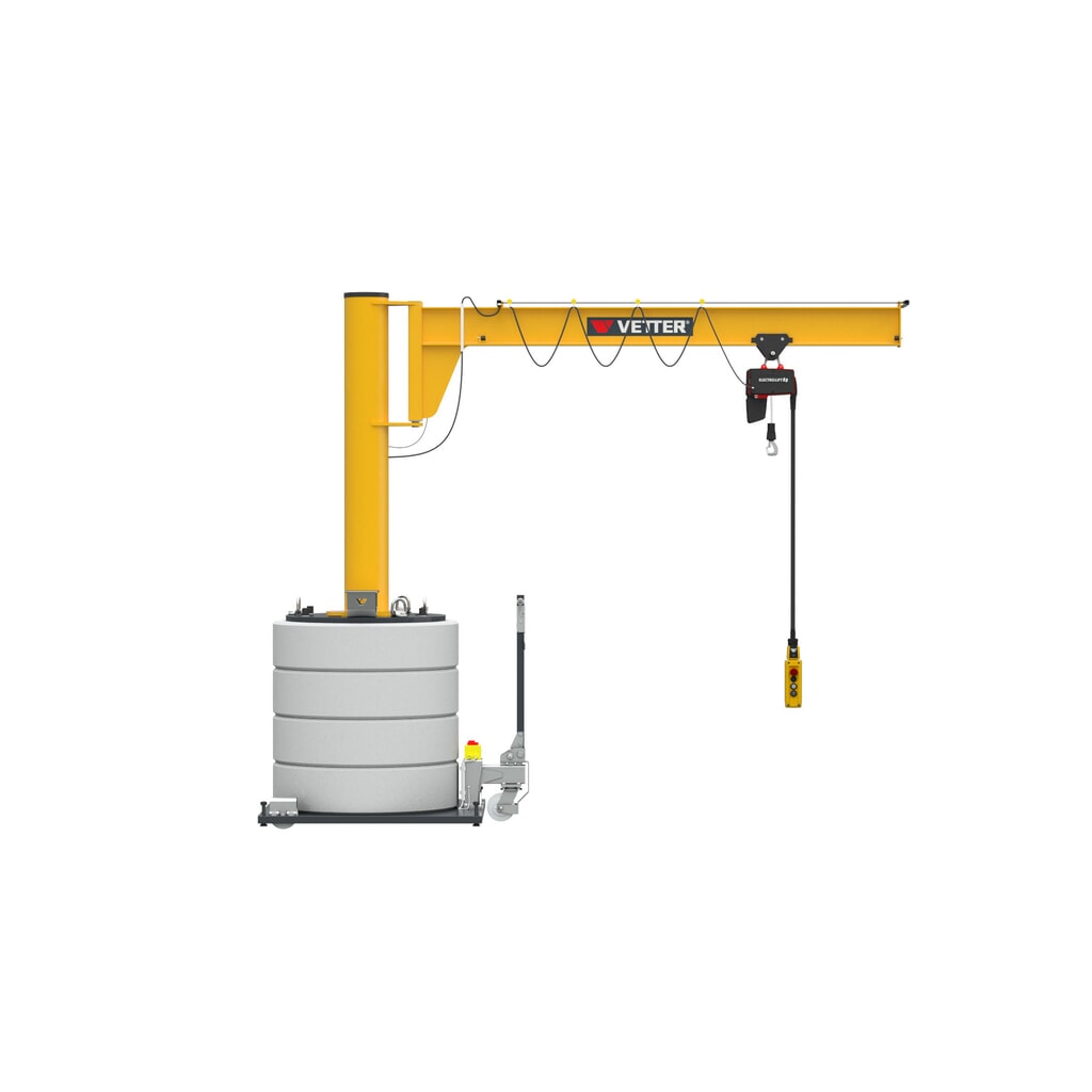 Zwenkkraan VETTER® incl. elektrische takel LIFTKET, 270° zwenkbereik, reikwijdte 5.000 mm, draagvermogen 250 kg Product afbeelding: Zwenkkraan VETTER® incl. elektrische takel LIFTKET, 270° zwenkbereik, reikwijdte 5.000 mm, draagvermogen 250 kg