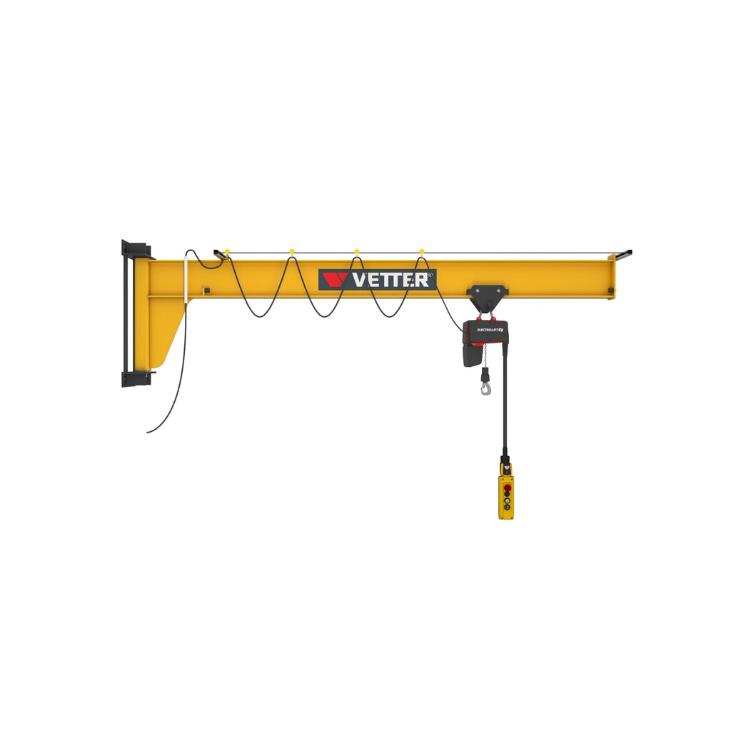 Zwenkkraan VETTER® incl. elektrische takel LIFTKET, wanduitvoering, lage constructie, reikwijdte 3.000 mm, draagvermogen 125 kg Product afbeelding: Zwenkkraan VETTER® incl. elektrische takel LIFTKET, wanduitvoering, lage constructie, reikwijdte 3.000 mm, draagvermogen 125 kg