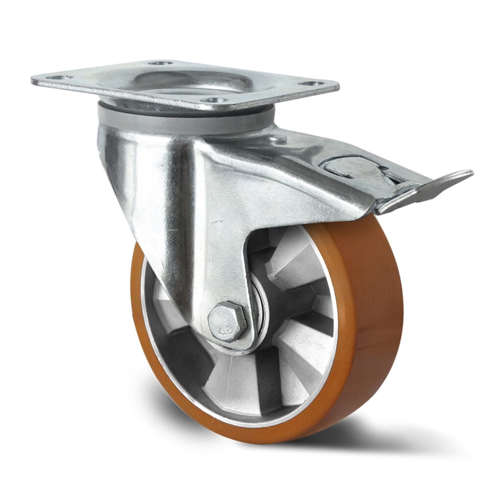 Zwenkwiel met volledige vastzetrem ø 125 mm serie BAU5 dubbele kogellager Product afbeelding: Zwenkwiel met volledige vastzetrem ø 125 mm serie BAU5 dubbele kogellager