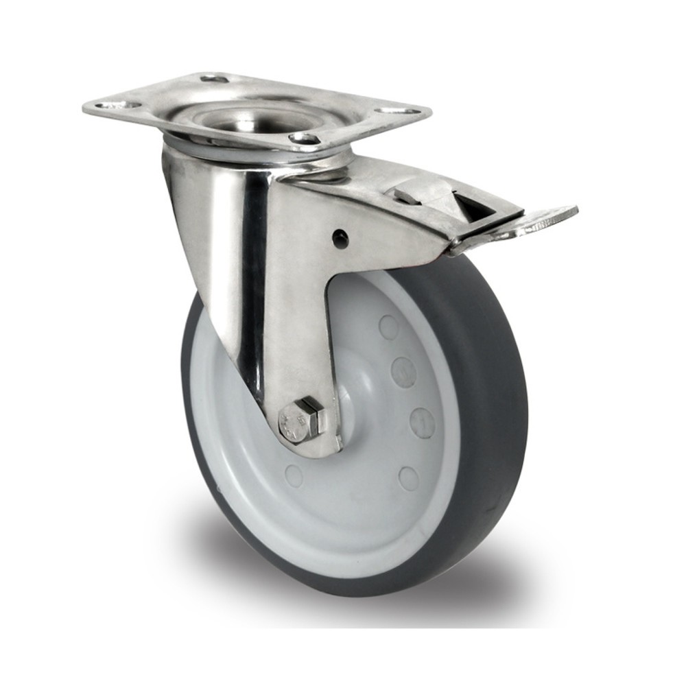 Product afbeelding: Zwenkwiel met volledige vastzetrem ø 80 mm serie P2W2 glijlager roestvrij staal