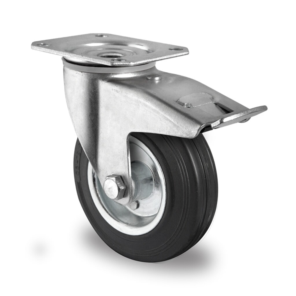 Zwenkwiel met volledige vastzetrem ø 80 mm serie SWS4 rollager Product afbeelding: Zwenkwiel met volledige vastzetrem ø 80 mm serie SWS4 rollager