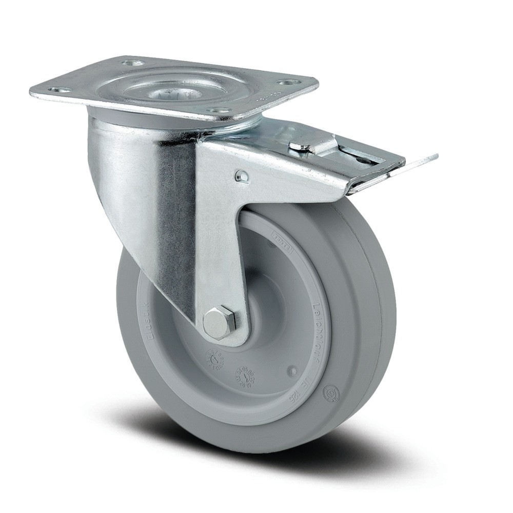 Product afbeelding: Zwenkwiel TENTE elastisch rubber, rollager, volledige vastzetrem, zwenklagerbescherming, laat geen strepen achter, Ø x breedte 100 x 50 mm, cap. 160 kg