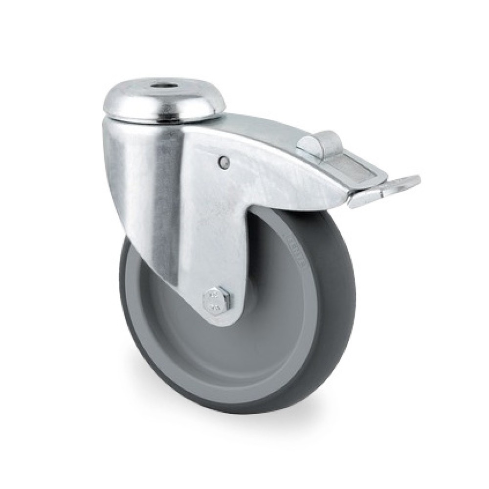 Product afbeelding: Zwenkwiel TENTE TPE, glijlager, behuizing van plaatstaal, volledige vastzetrem, schroefgat, Ø x breedte 75 x 50 mm, draagvermogen 75 kg