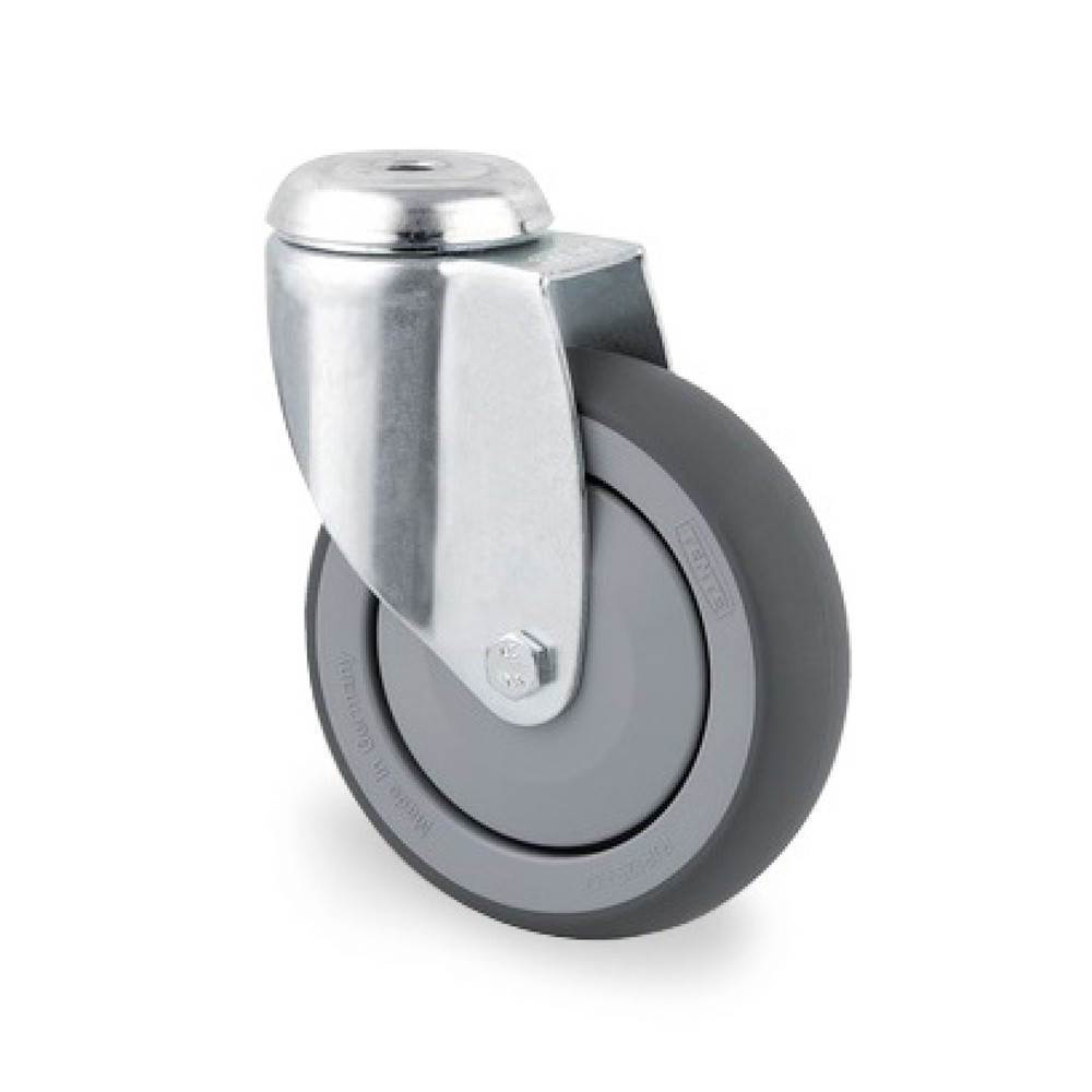 Product afbeelding: Zwenkwiel TENTE TPE, precisiekogellager, behuizing van plaatstaal, beschermkap, schroefgat, Ø x breedte 75 x 50 mm, cap. 75 kg