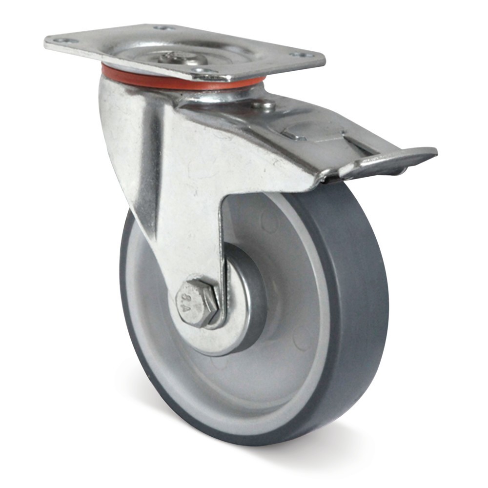 Product afbeelding: Zwenkwiel TPE Basic, incl. vastzetrem, laat geen strepen achter, Ø x breedte 100 x 32 mm, cap. 100 kg