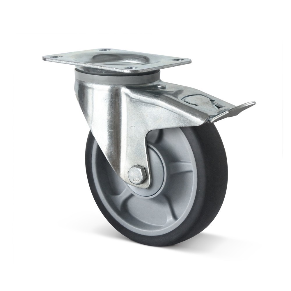 Product afbeelding: Zwenkwiel TPE, incl. vastzetrem, niet strepend, Øxb 100 x 35 mm, capaciteit 135 kg