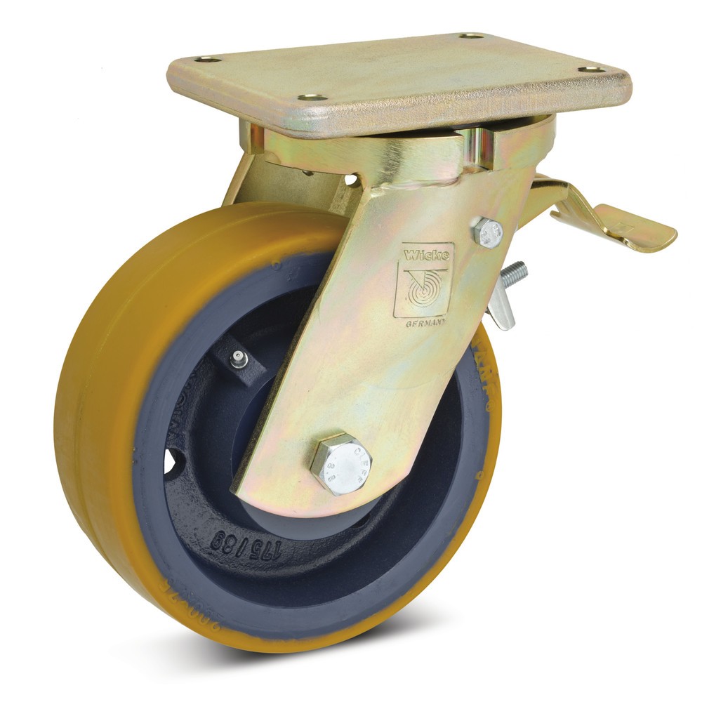 Product afbeelding: Zwenkwiel voor zware lasten Wicke, incl. vastzetrem, Ø x breedte 250 x 75 mm, cap. 1.700 kg