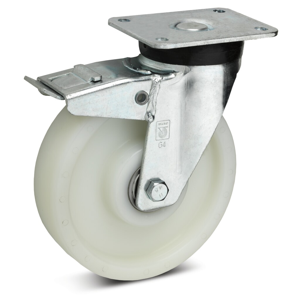 Zwenkwiel voor zware lasten Wicke polyamide, incl. vastzetrem in de naloop, Ø x breedte 100 x 35 mm, cap. 500 kg Product afbeelding: Zwenkwiel voor zware lasten Wicke polyamide, incl. vastzetrem in de naloop, Ø x breedte 100 x 35 mm, cap. 500 kg