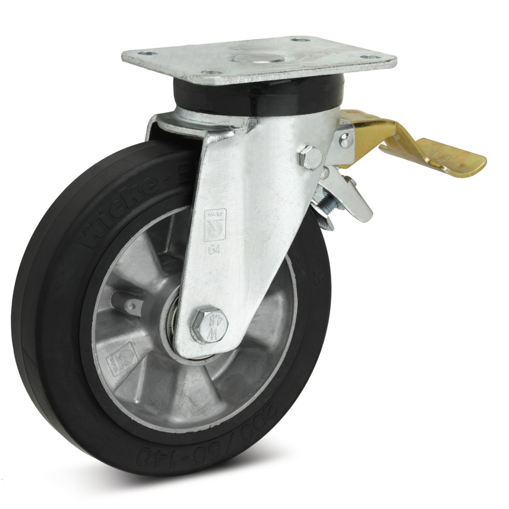 Product afbeelding: Zwenkwiel Wicke van elastisch massief rubber, incl. vastzetrem in de voorloop, Ø x breedte 160 x 50 mm, cap. 300 kg