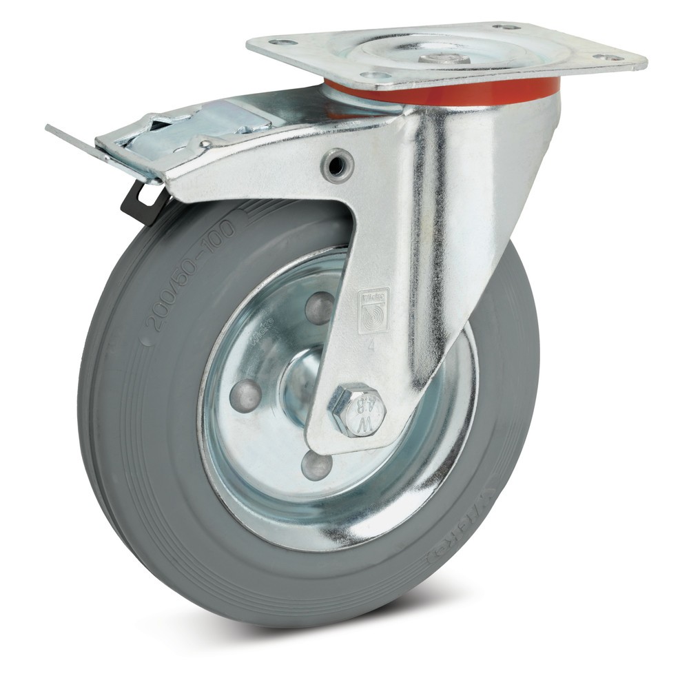 Product afbeelding: Zwenkwiel Wicke van massief rubber, incl. vastzetrem, laat geen strepen achter, Ø x breedte 80 x 25 mm, cap. 50 kg