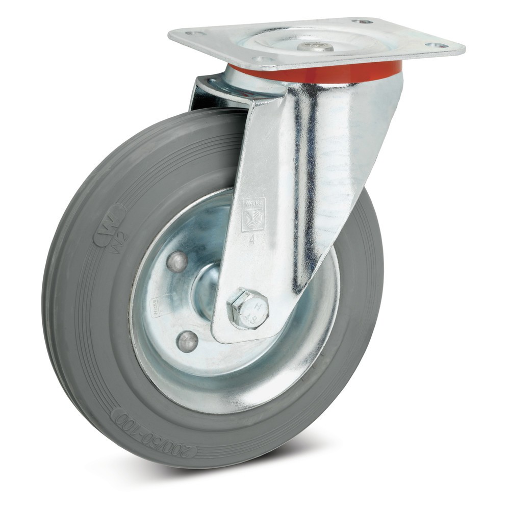 Product afbeelding: Zwenkwiel Wicke van massief rubber, velg van plaatstaal, streeploos, Ø x breedte 100 x 30 mm, draagvermogen 70 kg